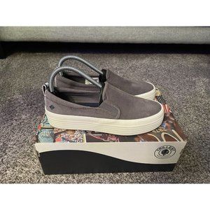 Sperry Top Sider Twin Platform Resort Suede Espadrille Grey Slip-On Shoes 7.5